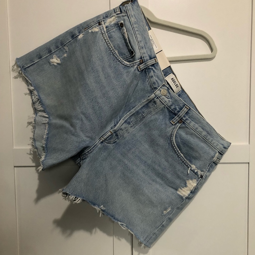agolde light wash parker long short